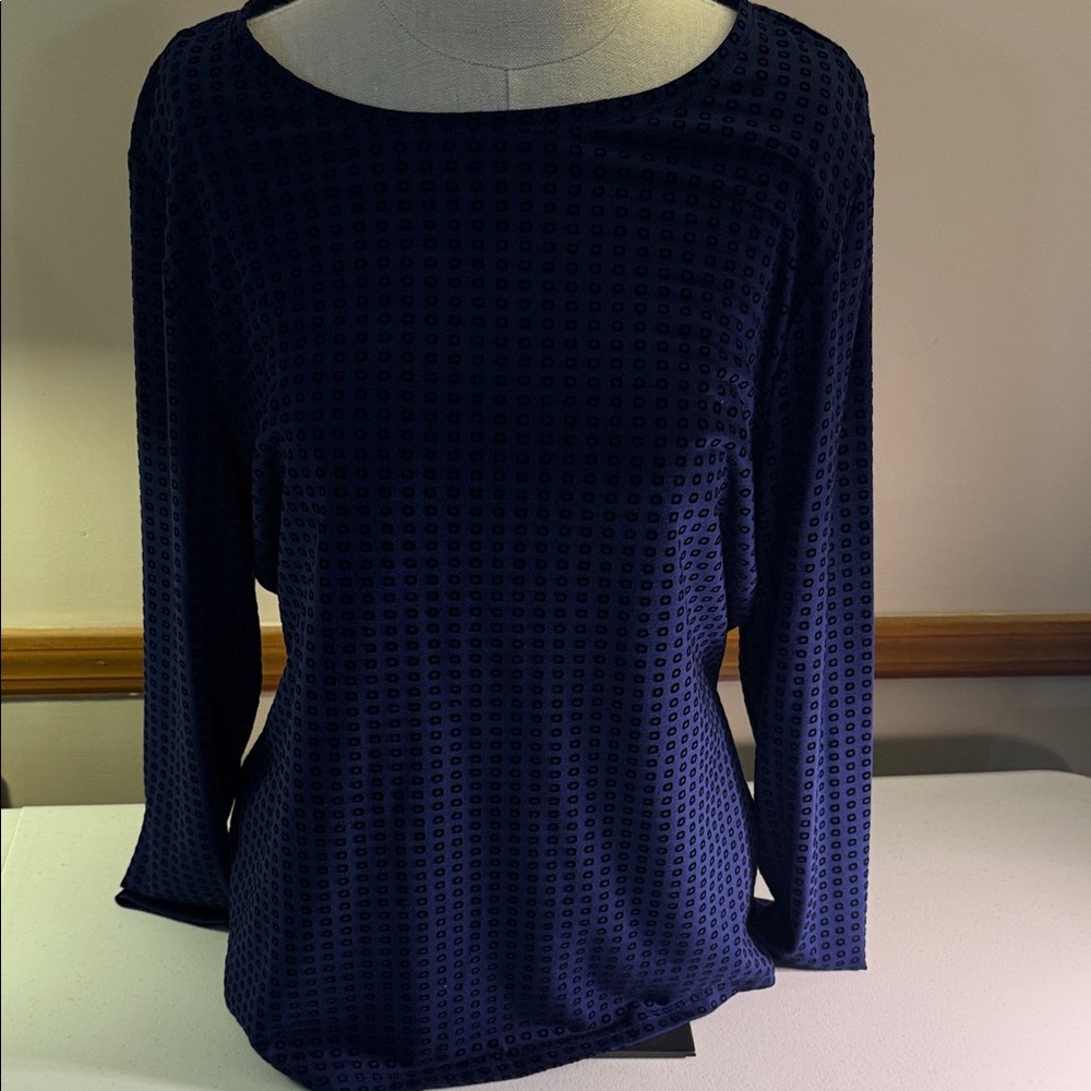 Talbots Textured Navy Blouse